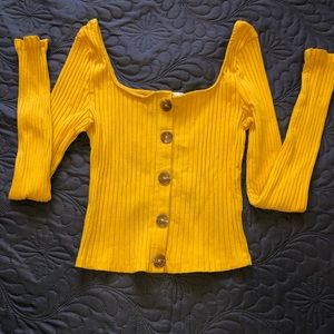 NWOT Cropped Mustard Yellow Long Sleeve